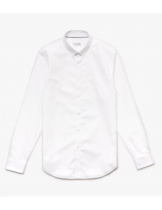 Camicia Regular Fit in mini piqué di cotone Blanc