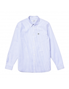Men's Regular Fit Lacoste Cotton Shirt White-Blue