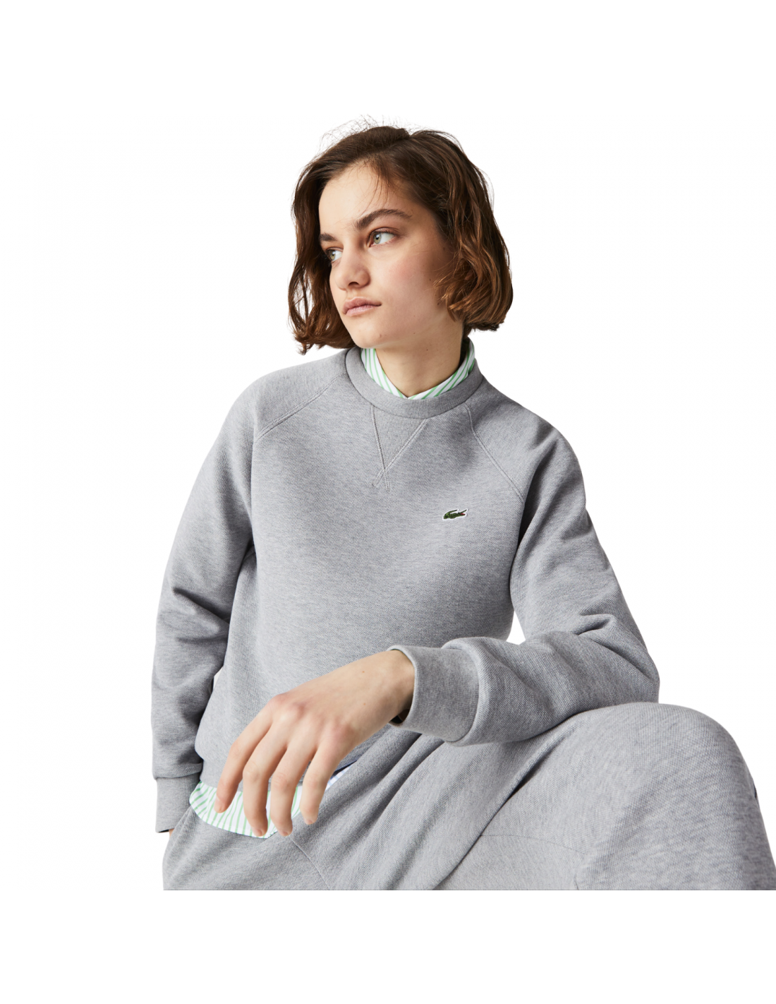 Damen Lacoste Rundhals-Sweatshirt Baumwollmischung
